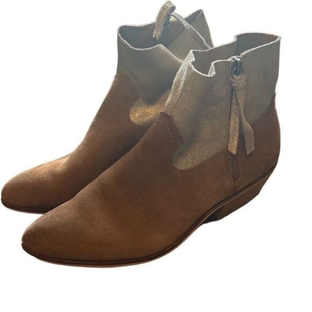 Frye and Co. Suede Leather Ankle Booties Boots Brown Western Womenswear‎